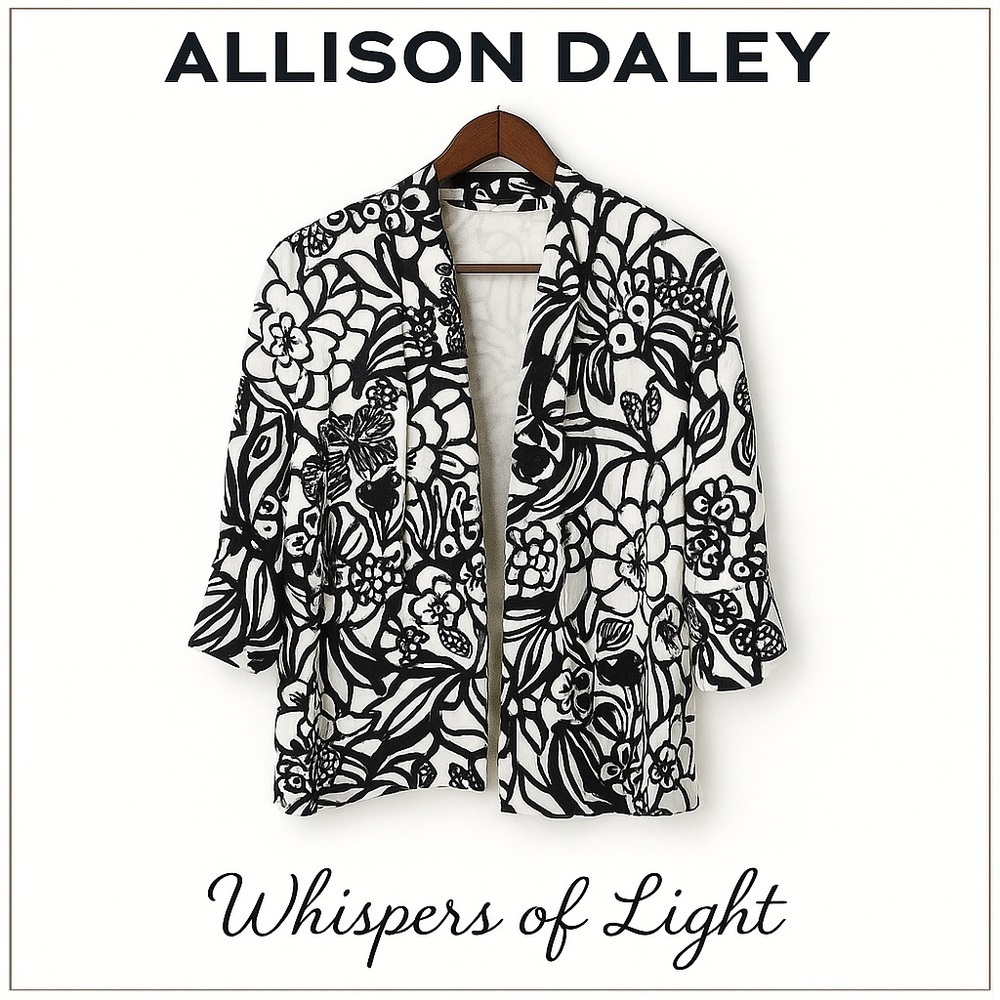 Size SP • Allison Daley Black & White Floral Open Front Jacket